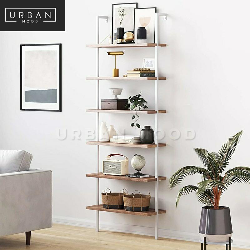 CAPER Industrial Solid Wood Ladder Display Shelf