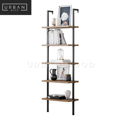 CAPER Industrial Solid Wood Ladder Display Shelf