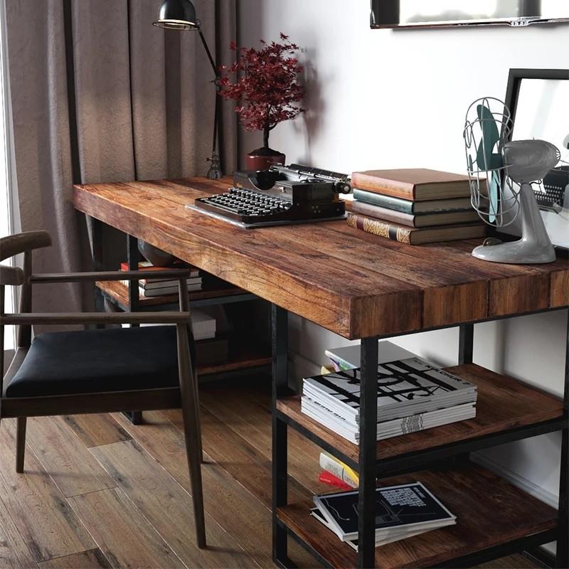 CELENA Modern Industrial Solid Wood Office Table