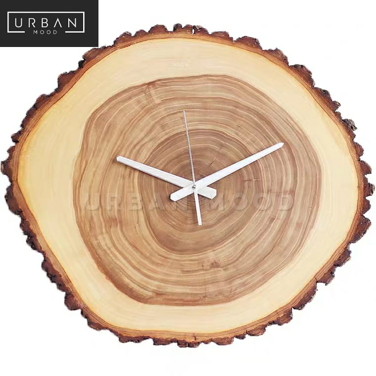 CABIN Rustic Wood Slab Wall Clock