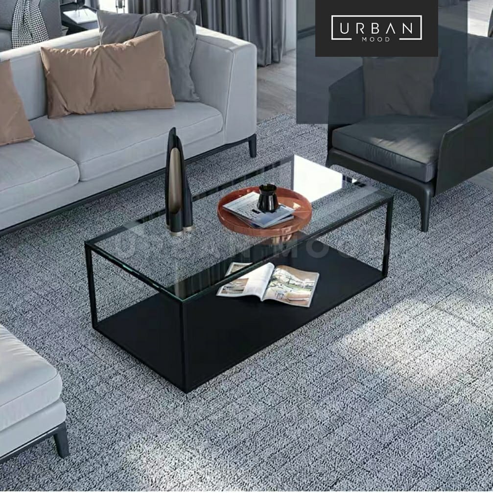 CADINE Modern Tempered Glass Coffee Table