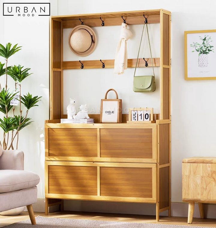 COFFE Rustic Rattan Shoe Cabinet