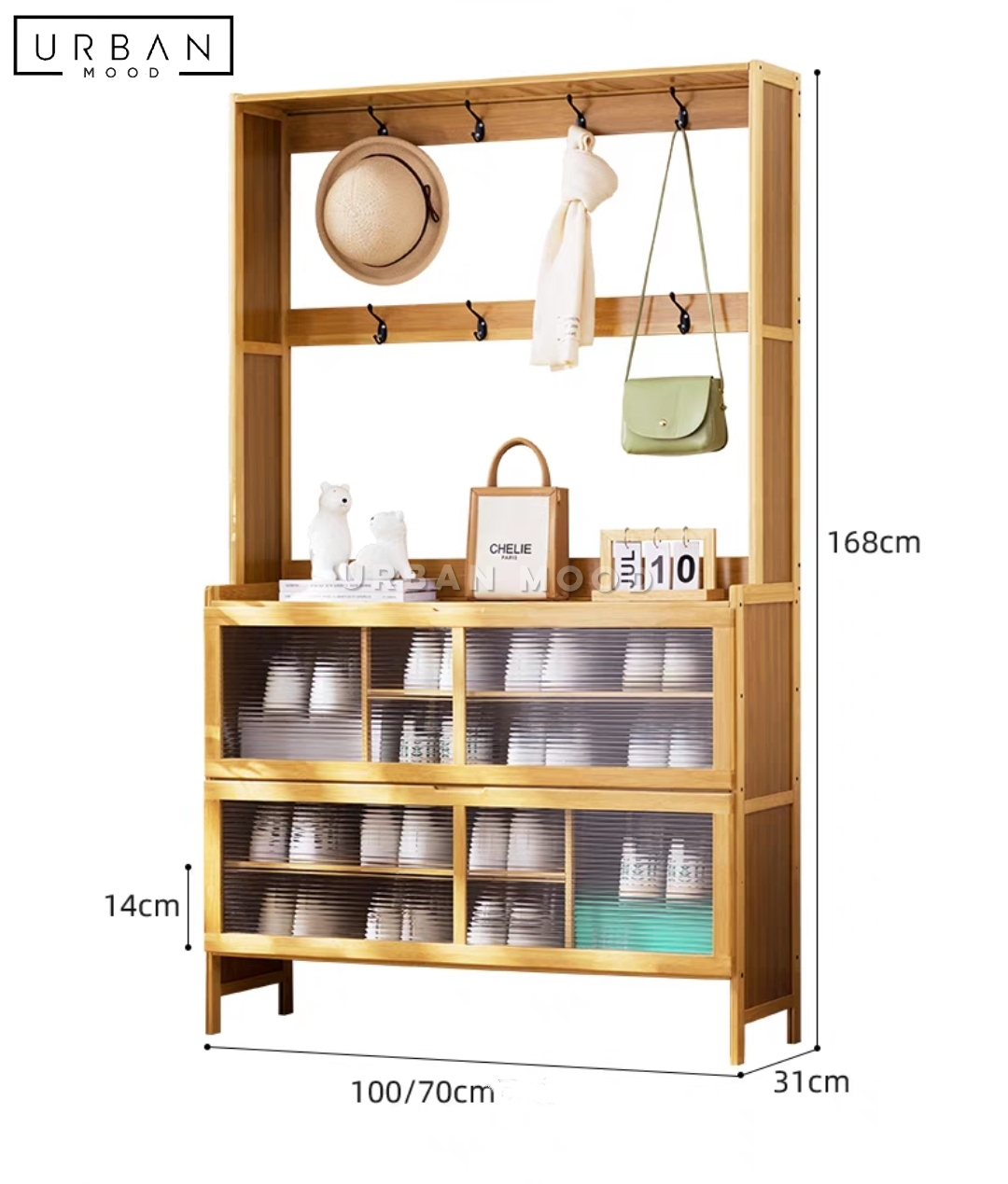 COFFE Rustic Rattan Shoe Cabinet