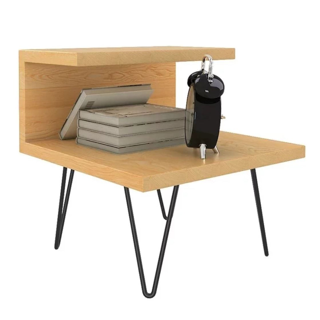 CORA Modern Industrial Solid Wood Bedside Table