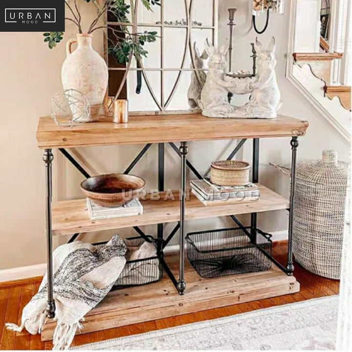 CROSSFIELD Rustic Solid Wood Hallway Console