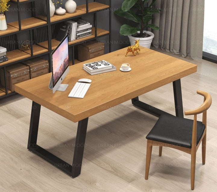 DAMIAN Modern Rustic Solid Pine Wood Office Writing Table