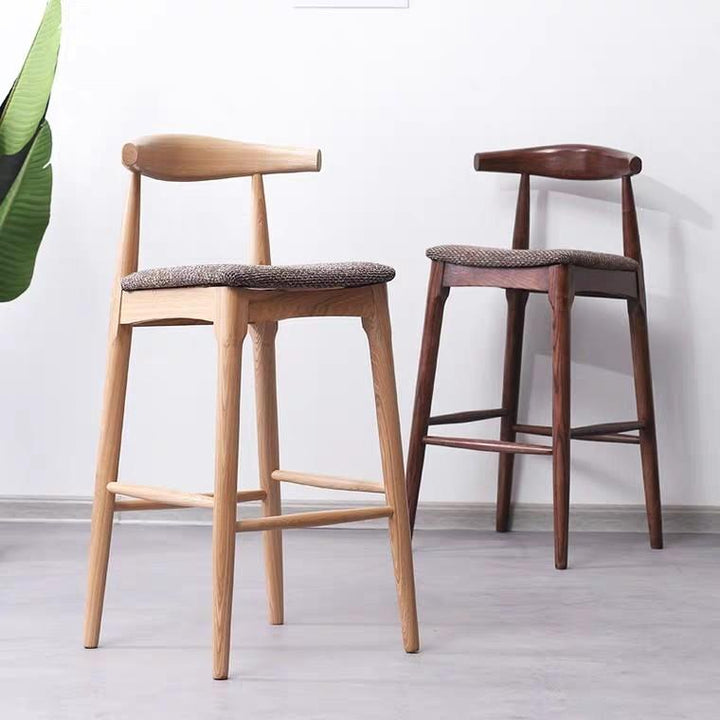 DANISH Bullhorn Solid Wood Bar Stool