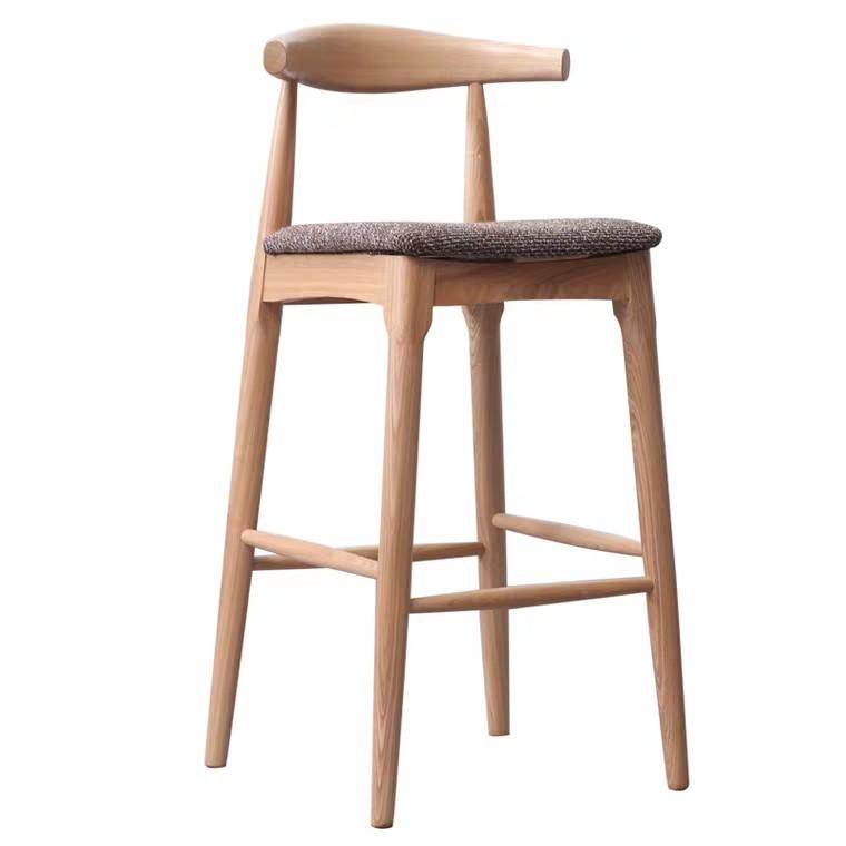 DANISH Bullhorn Solid Wood Bar Stool