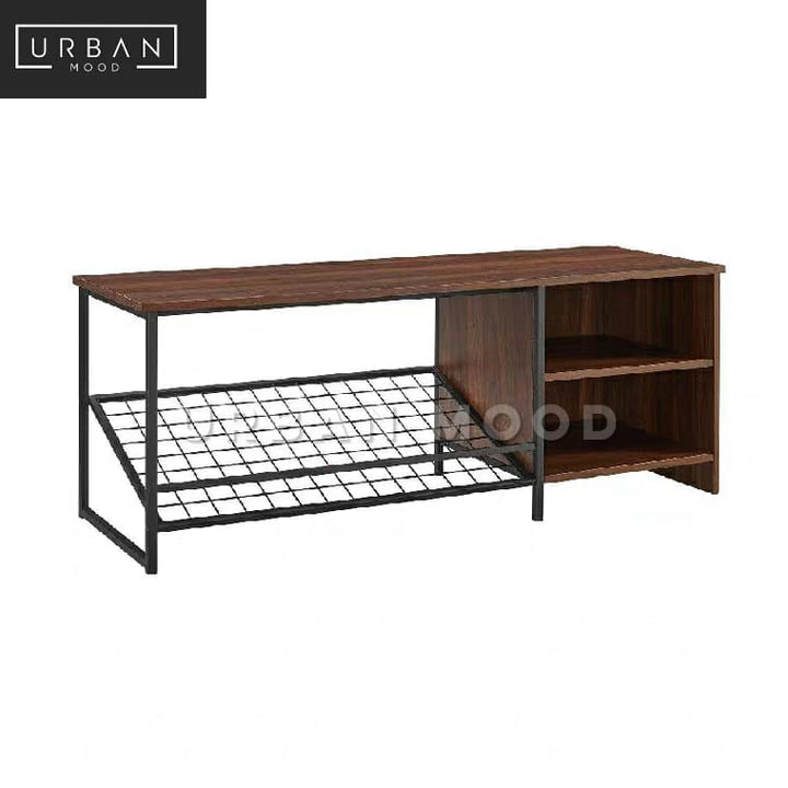 DARIUS Rustic Entryway Shoe Cabinet Bench