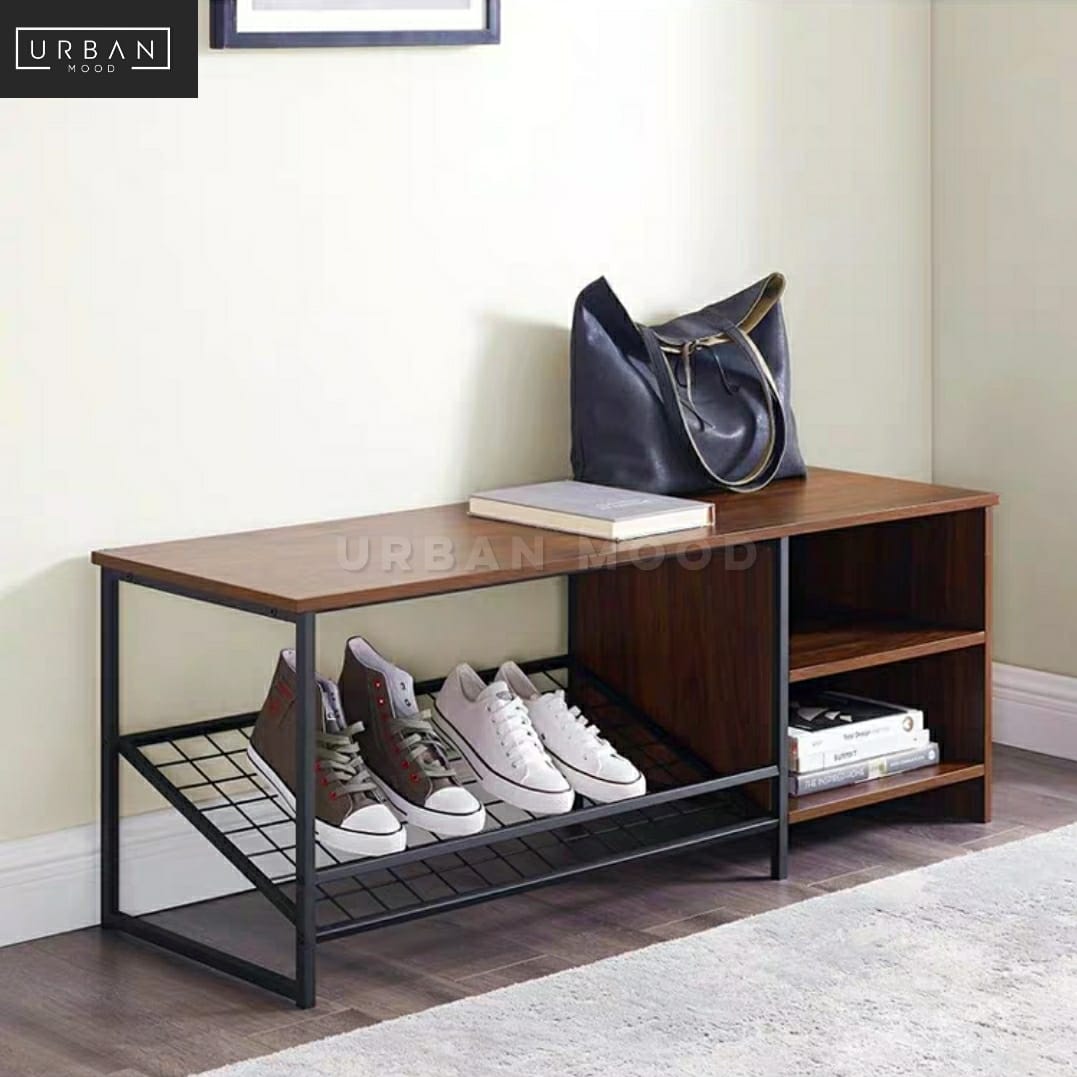 DARIUS Rustic Entryway Shoe Cabinet Bench