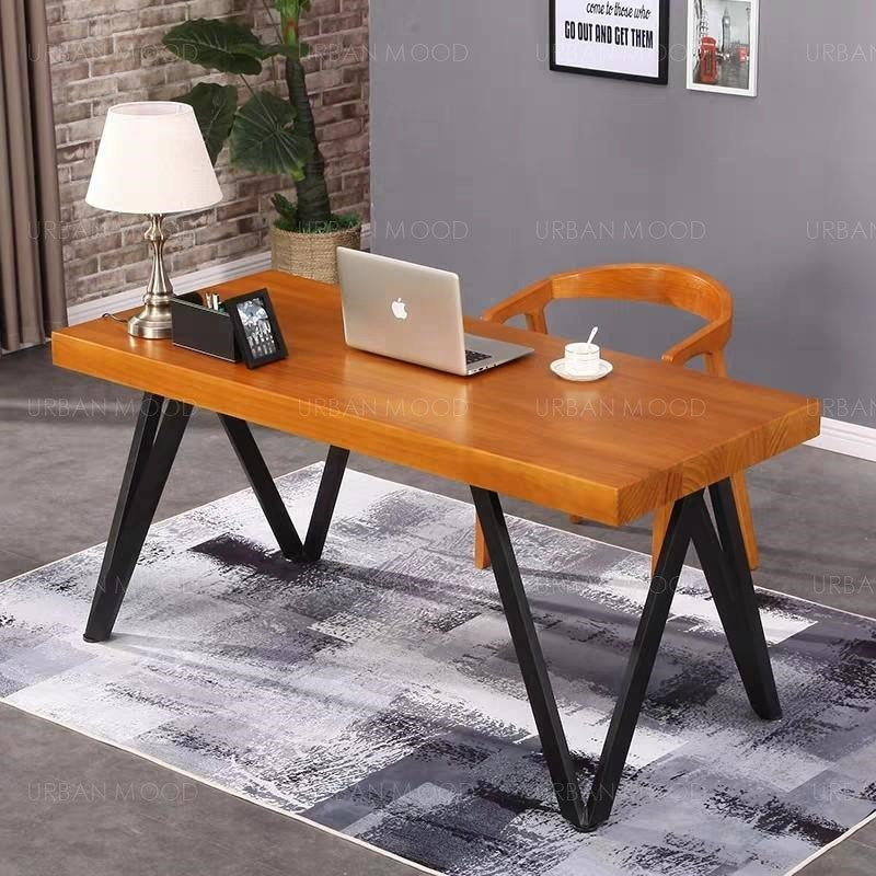 DELLA  ModernRustic W Frame Wooden Study Table