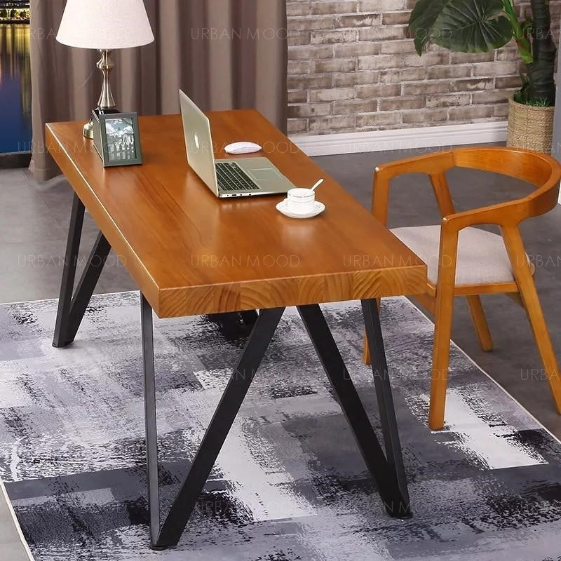 DELLA  ModernRustic W Frame Wooden Study Table