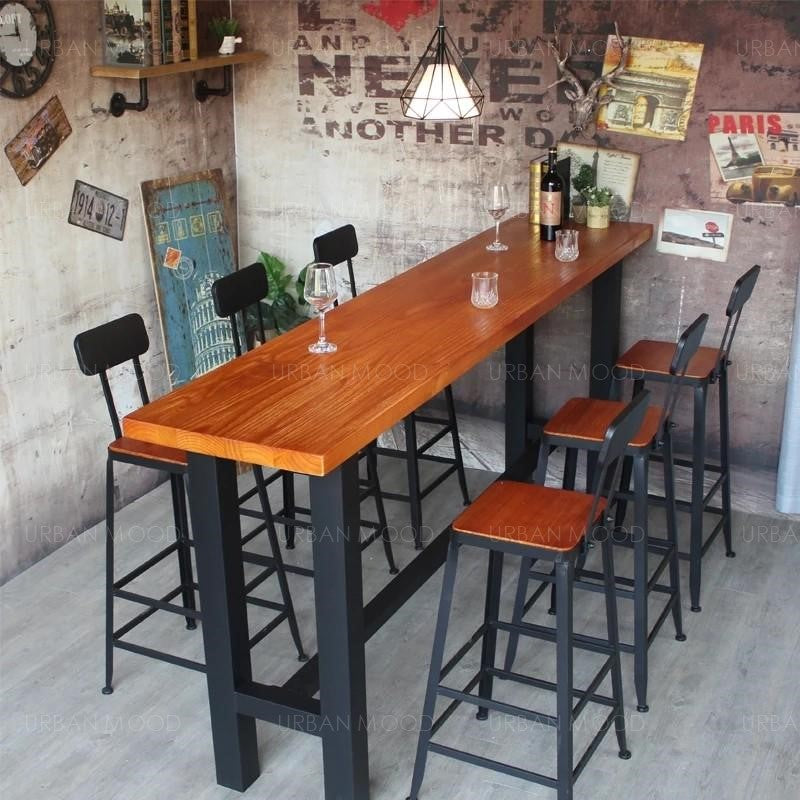 DELPHINE Modern Industrial Rustic Tall Bar Table & Stool