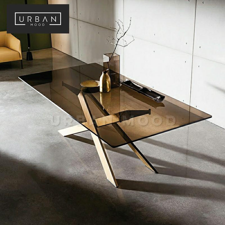 DEMIST Modern Glass Dining Table