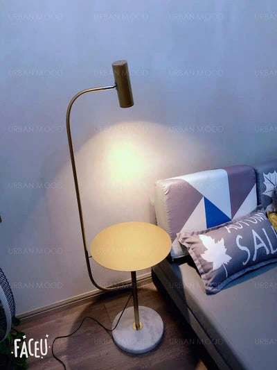 DEVERAUX Modern Industrial Marble Side Table Standing Lamp