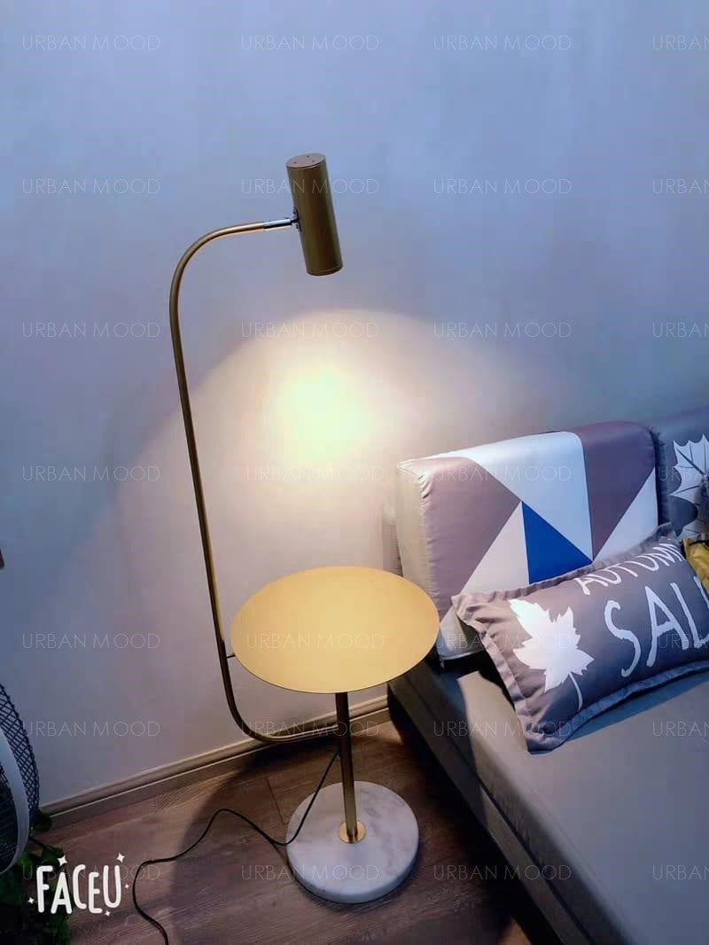 DEVERAUX Modern Industrial Marble Side Table Standing Lamp
