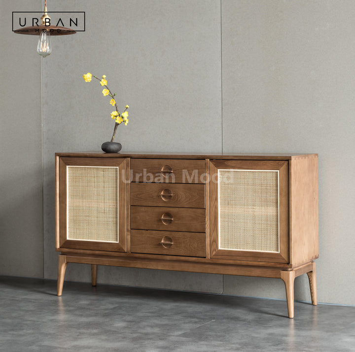 Premium | MANUEL Solid Wood Rattan Sideboard