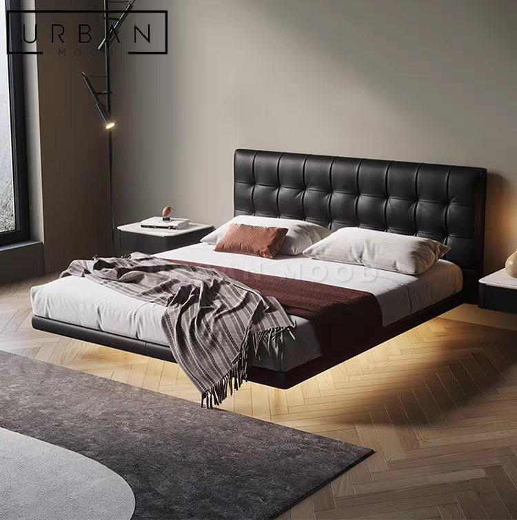 DEUCE Modern Floating Leather Bedframe