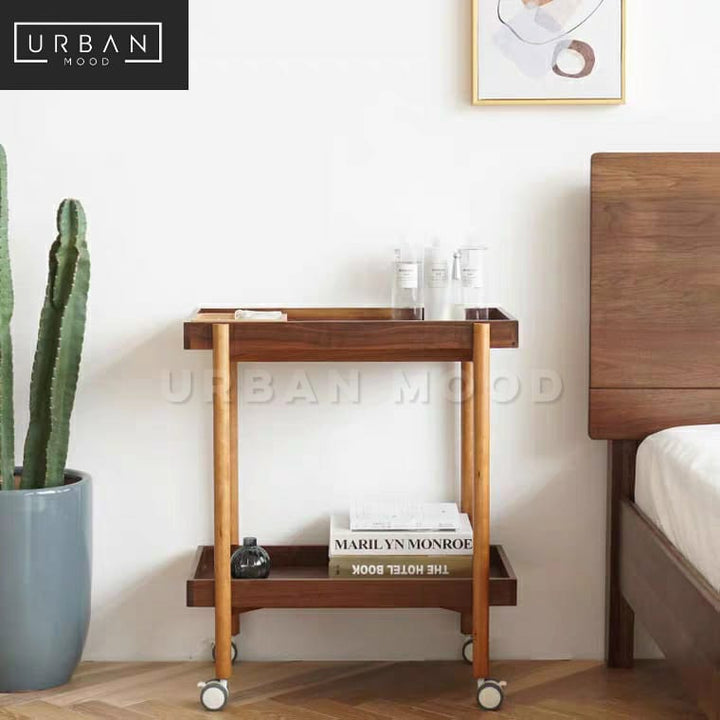 DIME Rustic Cherrywood Bar Cart