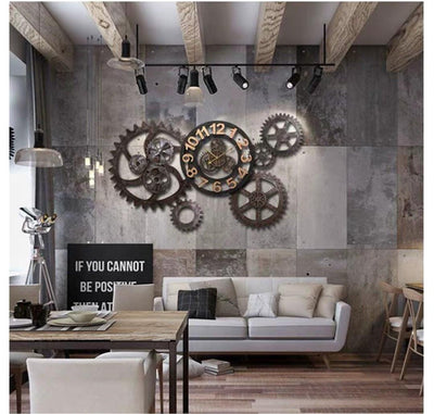 EISEN Modern Industrial Large Gears Wall Clock