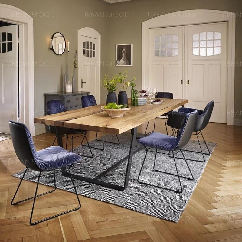 ELMWOOD Modern Industrial Wood Top Conference Dining Table