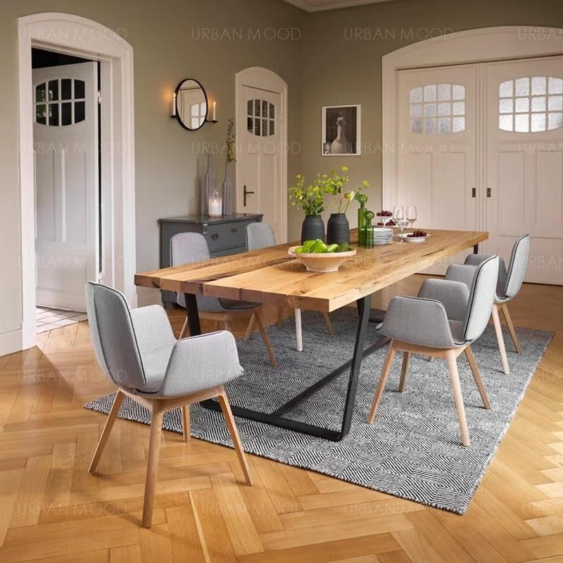 ELMWOOD Modern Industrial Wood Top Conference Dining Table