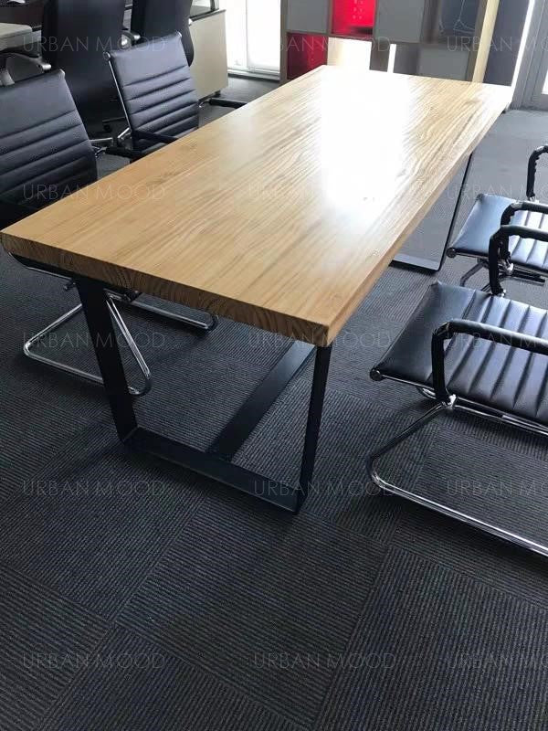 ELMWOOD Modern Industrial Wood Top Conference Dining Table