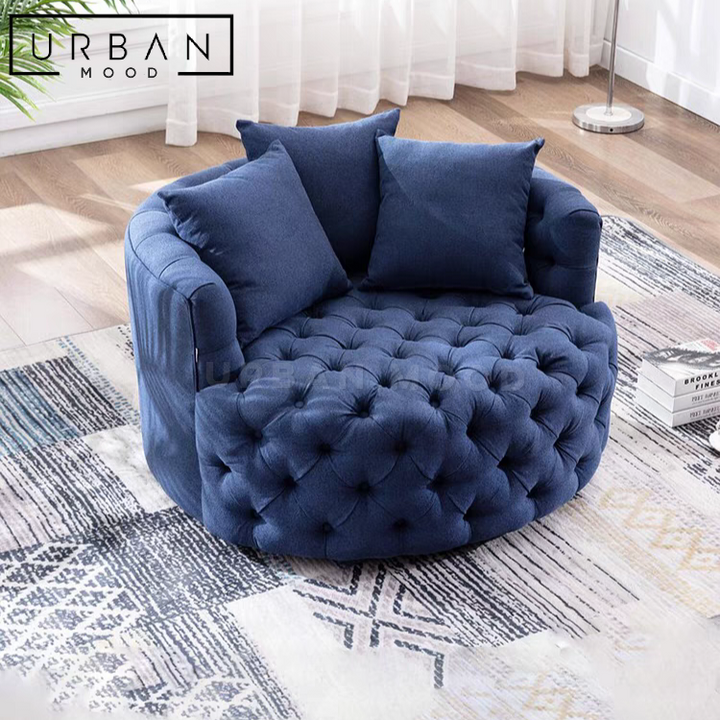 EZRA Victorian Swivel Velvet Armchair