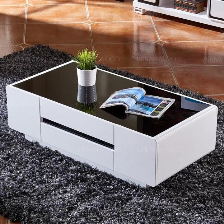 FERDINO Modern Glossy Piano White Coffee Table