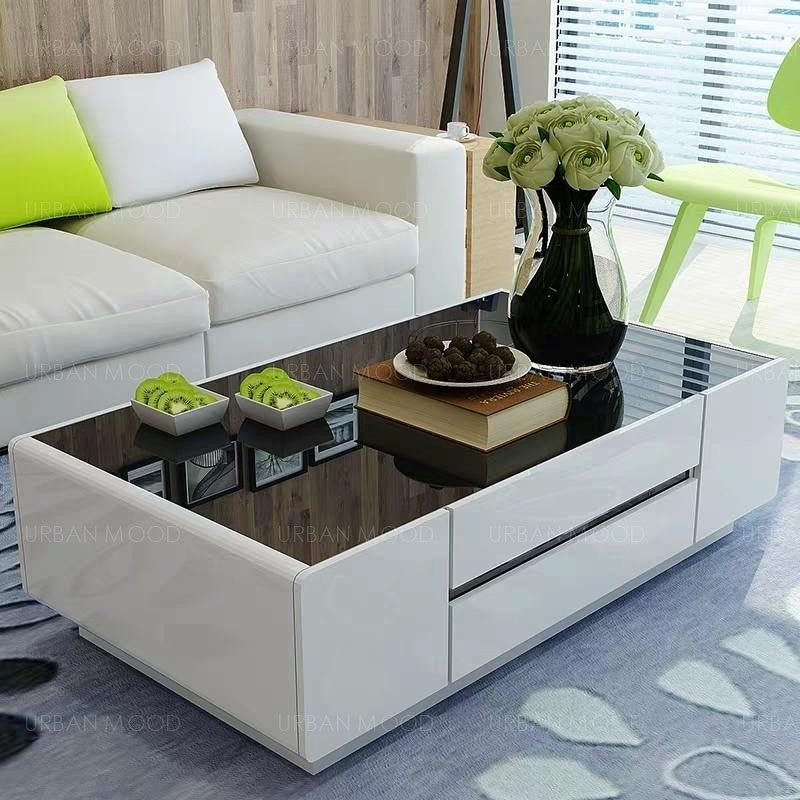 FERDINO Modern Glossy Piano White Coffee Table