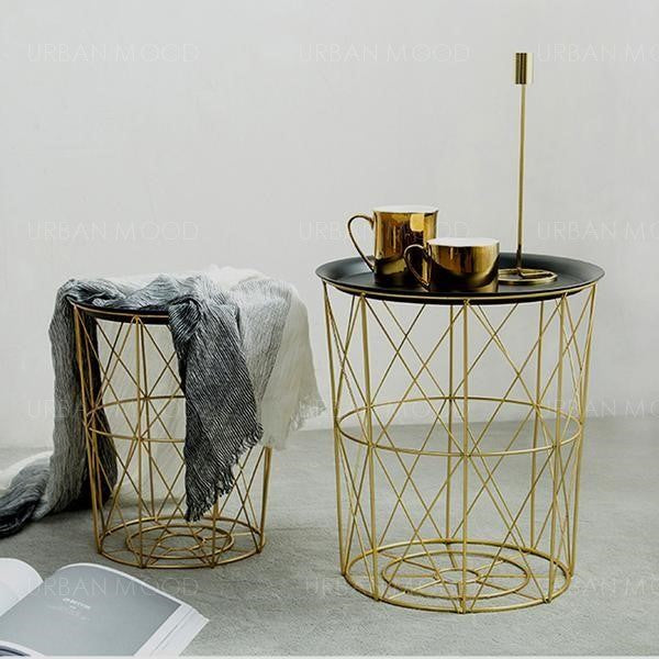 FLAVILLA Quirky Versatile Gold Metal Frame Side Table