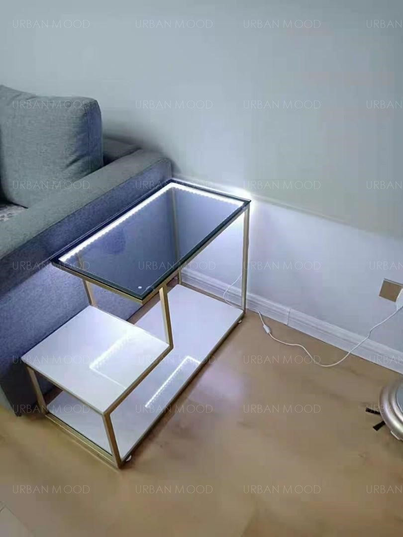 GLOW Modern Glass Top LED Side Table