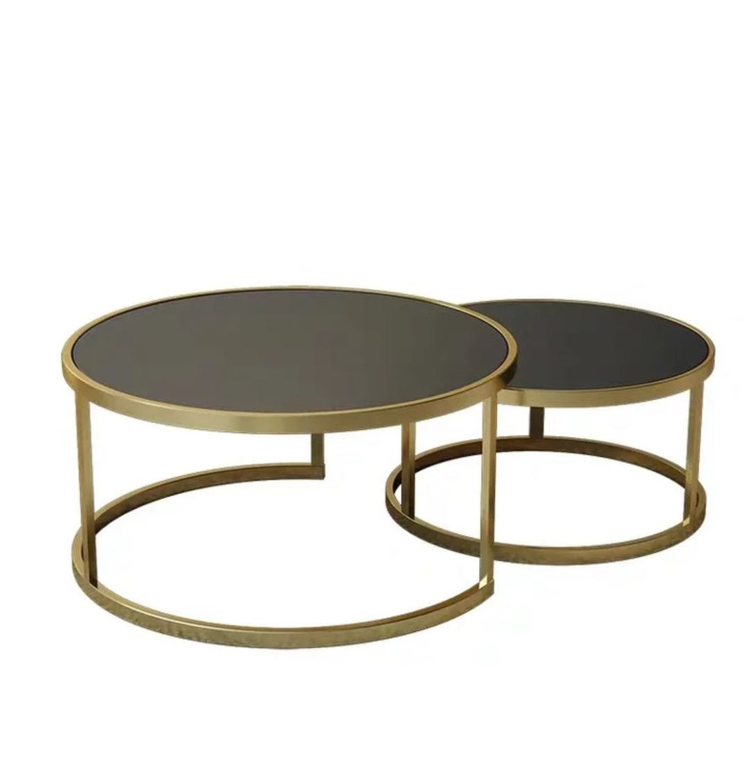 GAYLE Tempered Glass Round Nesting Coffee Table