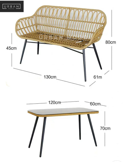 HEIN Outdoor Rattan Dining Table & Bench