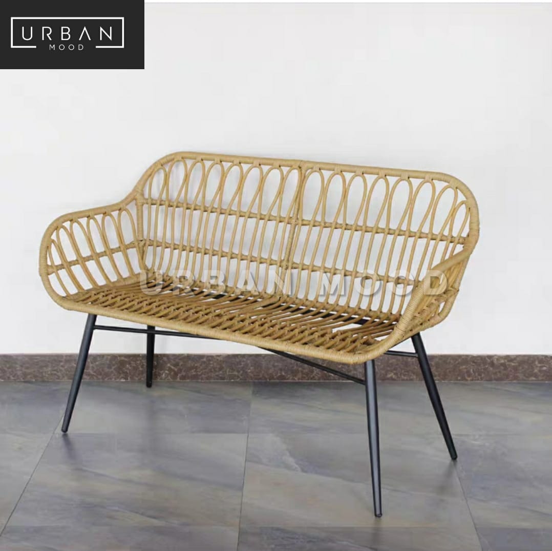 outdoor rattan bench