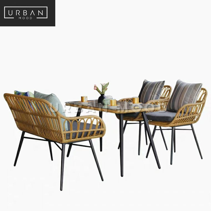 HEIN Outdoor Rattan Dining Table & Bench