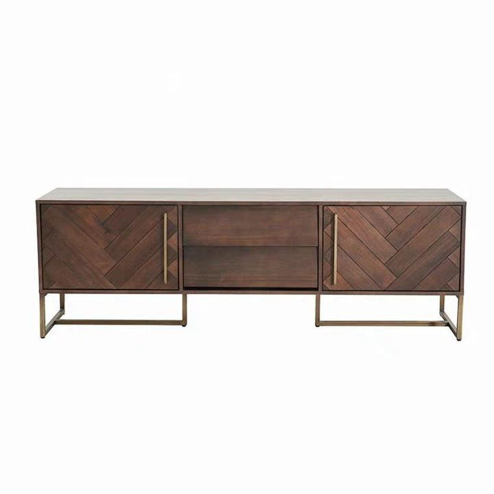 HERMIONE Herringbone Acacia Wood TV Console