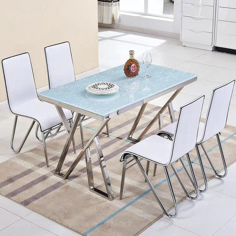 HISAKI Marble + Chrome Dining Table And Chairs