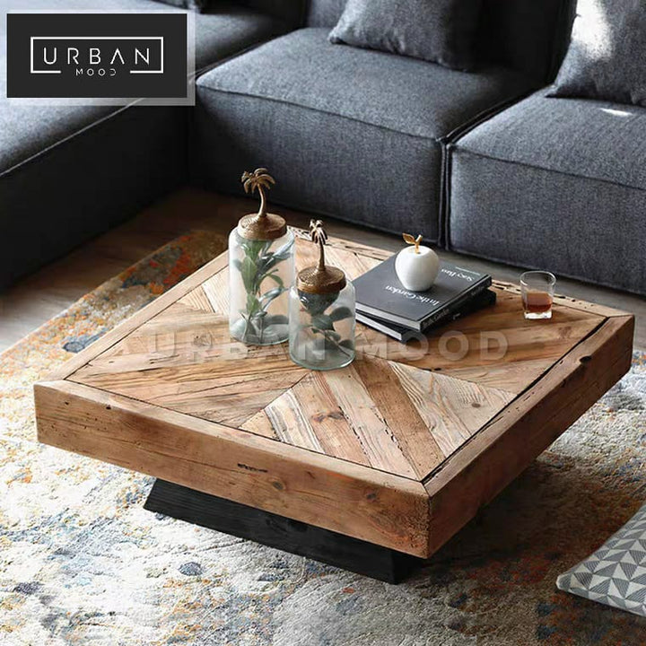 LEVAN Rustic Solid Wood Coffee Table