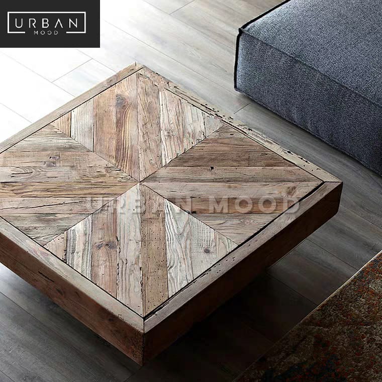 LEVAN Rustic Solid Wood Coffee Table