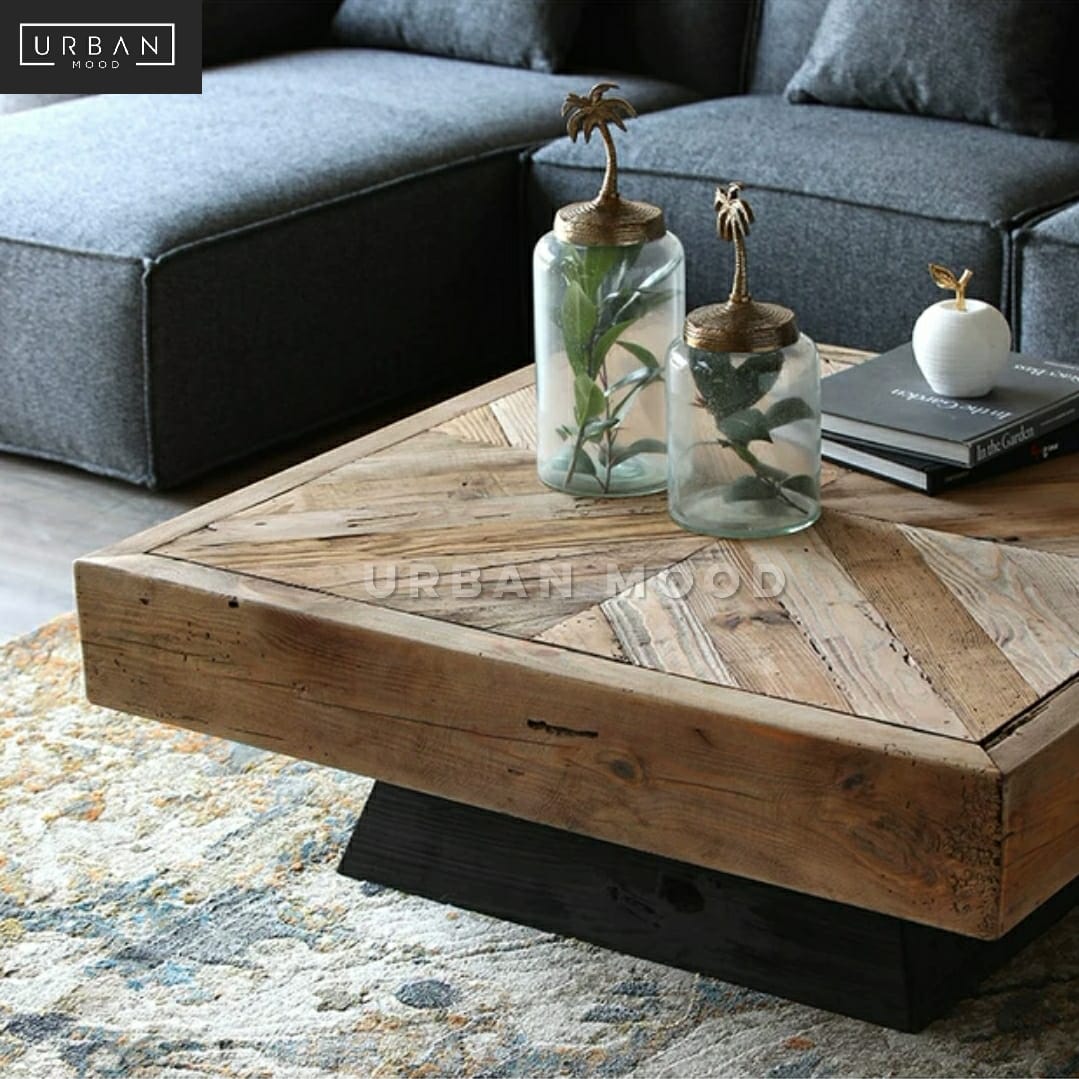 LEVAN Rustic Solid Wood Coffee Table