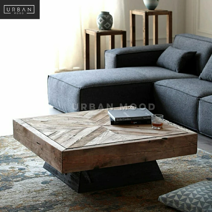 LEVAN Rustic Solid Wood Coffee Table