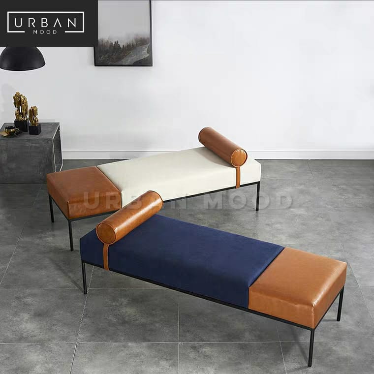 LORIC Modern Leather Ottoman / Daybed