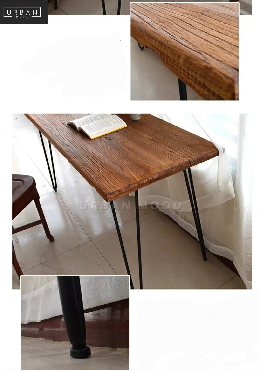 JEVON Industrial Walnut Work Table