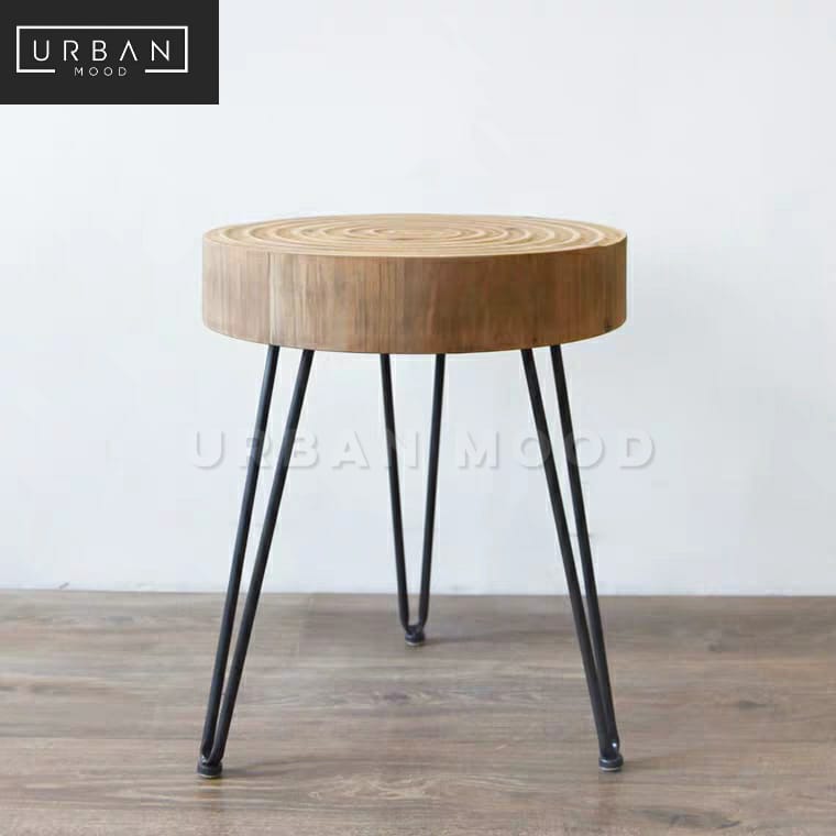 SYBIL Rustic Solid Wood Round Coffee Table