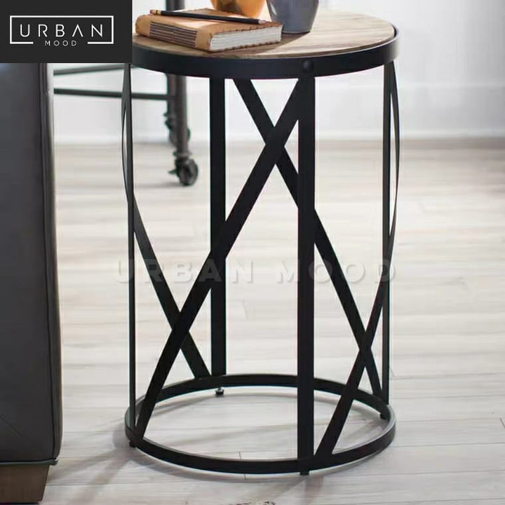 TORONTO Industrial Solid Wood Round Coffee Table