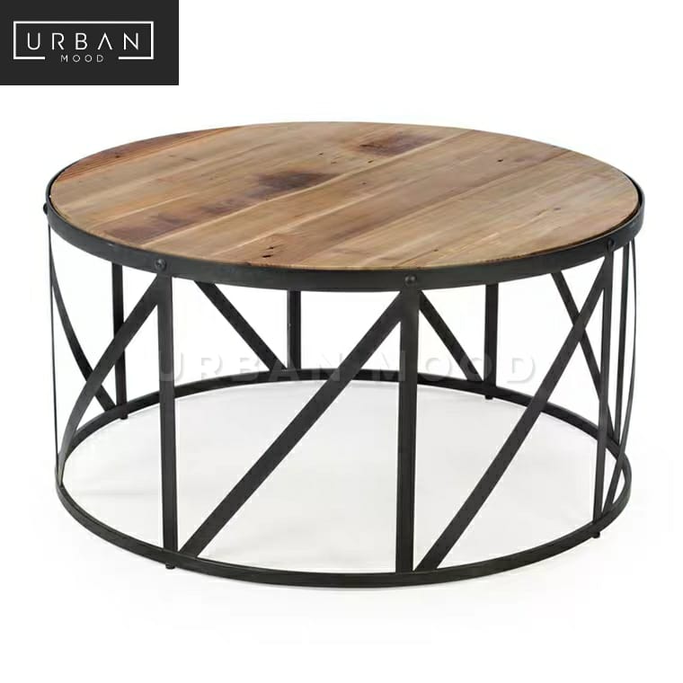 TORONTO Industrial Solid Wood Round Coffee Table