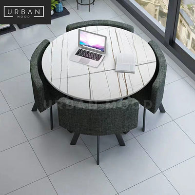 MIDLAND Modern Marble Dining Table & Chairs