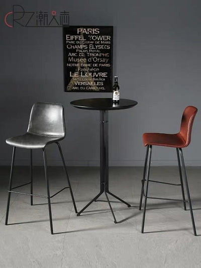 ISAAC Vintage Faux Leather Bar Stool