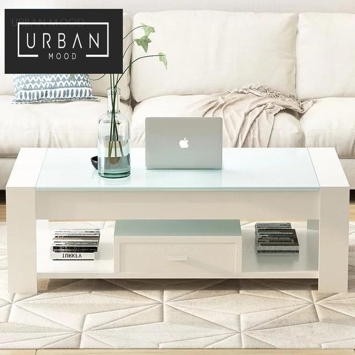 IVETTE Modern Tempered Glass Coffee Table